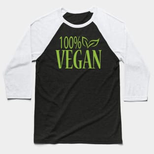 100% Vegan Design Baseball T-Shirt